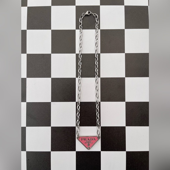 Upcycled Prada Pendent Chain Necklace Stainless - Picture 5 of 7